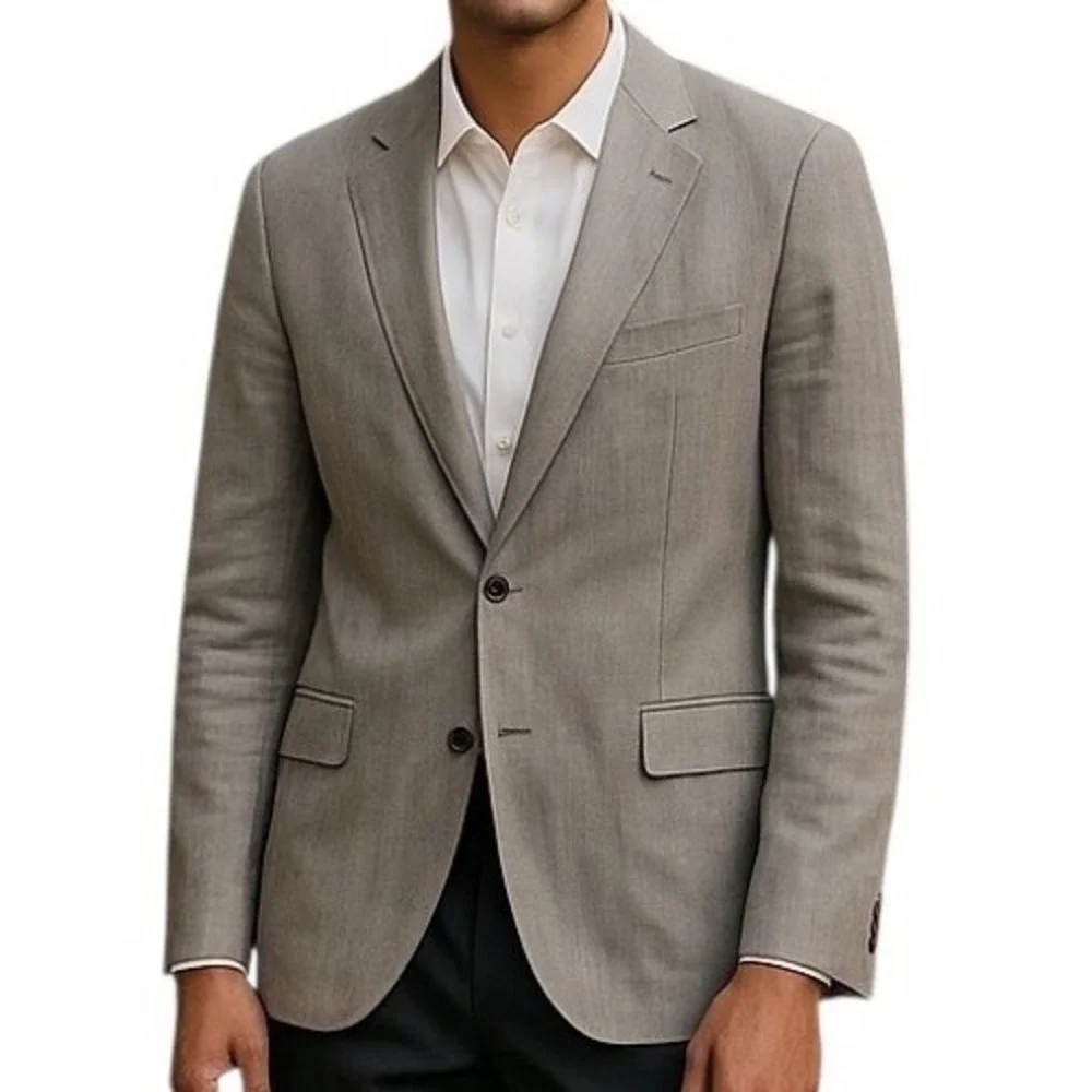 J. Crew Men's Striped Sport Coat Blazer Jacket Gray Size 40R Business Career